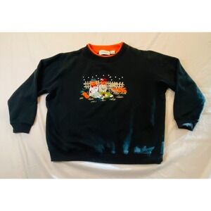 Vintage Ugly Halloween Sweatshirt Sweater Large Granny Cute‎ Pumpkin Scarecrow